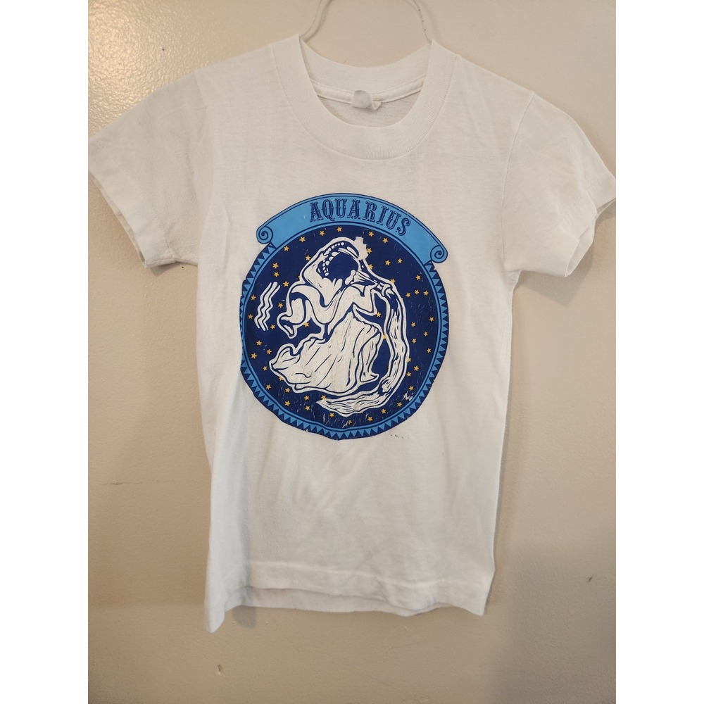 Vintage Kids Aquarius Sign Shirt Royal‎ Knight Size 12 Single Stitch Made In USA